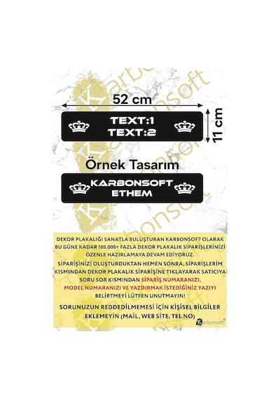Karbonsoft Kişiye Özel Ahşap Dekor Plaka, Araba Plaka, Isimli Plaka, Cam Önü Plakası, Aksesuar Plaka Mdf Karbonnm5