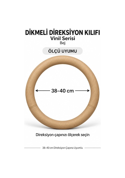 Trobus Mercedes-benz Sprinter 2019-2025 Uyumlu Dikmeli Direksiyon Kılıfı Vinil Bej