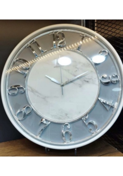 1453-5 Gümüş Beyaz 50 Cm Duvar Saati Modern Dekoratif Salon Ofis Saat Çok Renkli