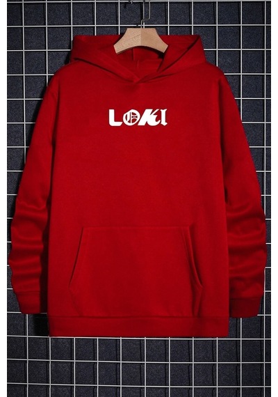 Uyguntarz Unisex Floki Baskılı Sweatshirt Kırmızı
