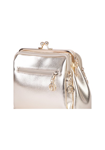 Nas Bag Burslu Klipsli Vintage Omuz Ve Çapraz Çanta 23x20 Cm Ebatlarındadır Gold Altın