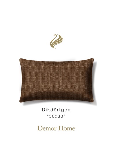 Br Demor Home Keten Dokulu Kahverengi Kırlent Yastık Kılıfı