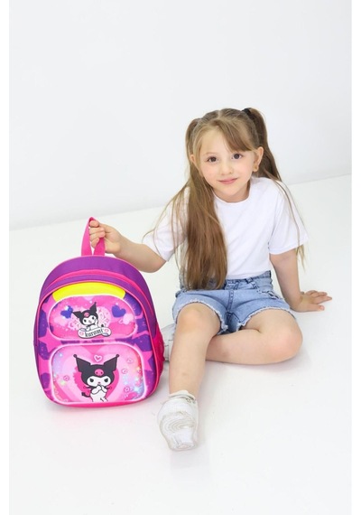 Kuromi Temalı Sevimli Ortopedik Anaokul Ve İlkokul Çantası Mor4