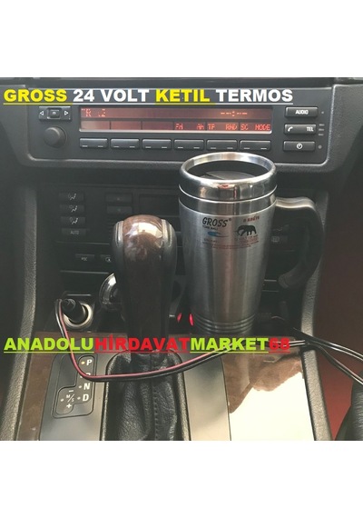 Gross 24 Volt Araç Termosu Çay Kahve Ketil Termosu Krom