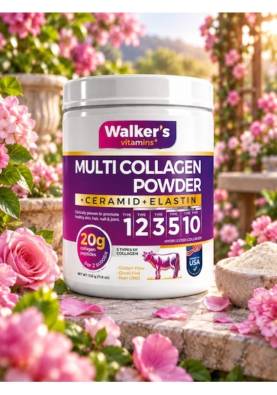 Walker's Vitamins %100 Saf Ve Doğal Ceramide, Elastin, Cranberry, İçeren Çift Hidrolize Kolajen - Collagen