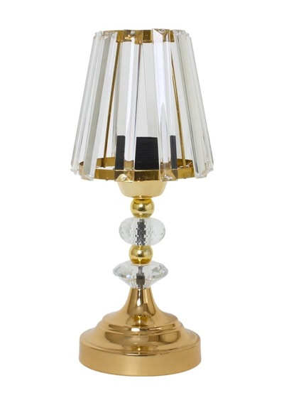 Modern Kristal Abajur Gold Kaplama Metal Ayak 35x15cm Altın
