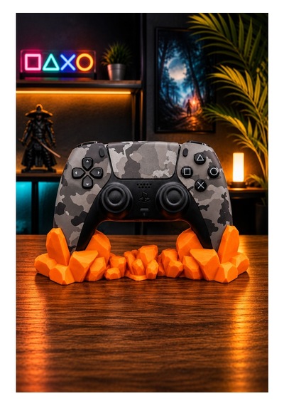 Veriqo 3d Ps5 Uyumlu Gamepad Standı Kristal Tasarımlı Oyun Kolu Tutucu Masaüstü Controller Standı Turuncu