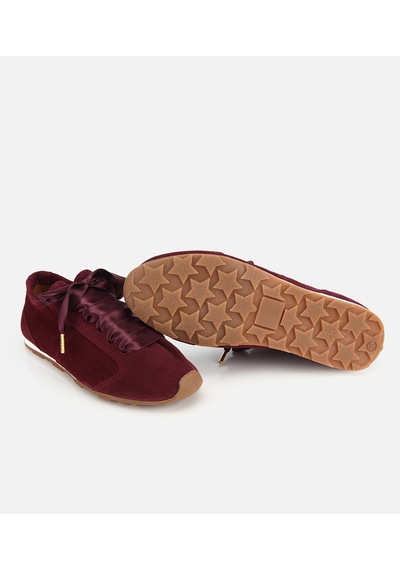 Hotiç Kadın Süet Deri Bordo Comfort Bağcık Detaylı Düz Spor Ayakkabı 01ayh335900a780 01ayh335900a780