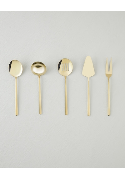 English Home Aurelia Paslanmaz Çelik 5'li Servis Seti 20,5x22,8x21,8x23,5x22 Cm Gold Gold