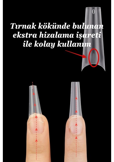 Protez Tırnak 500 Adet Jel Destekli Uzun Küt Yarım Ay Tips Özel Saklama Kutusunda Ekru