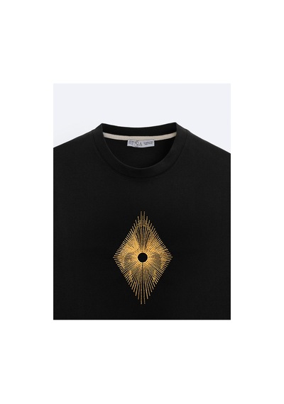 Oversize Siyah T-shirt - Kutsal Geometri SIYAH