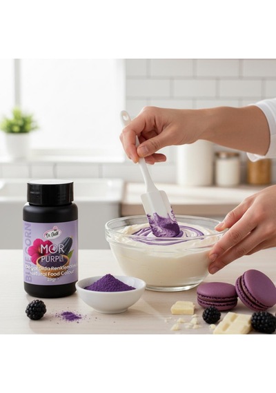 Toz Mor Doğal Gıda Boyası 25 G Bitkisel Kaynaklı, Pasta Ve Tatlılar İçin Katkısız Renk Boyası