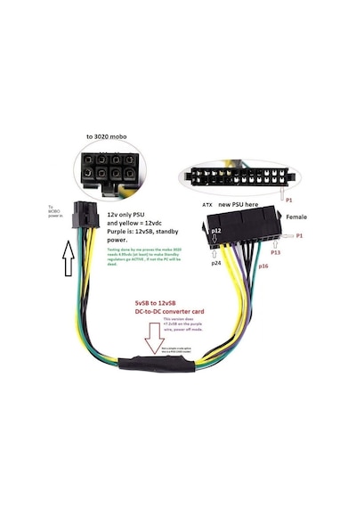 24 Pin To 8 Pin Atx Psu Power Güç Adaptör 4973A Dell Uyumlu Optiplex