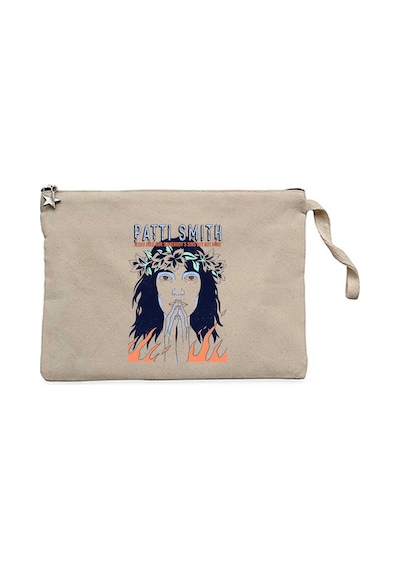 Patti Smith Gloria Krem Clutch Astarlı Cüzdan / El Çantası