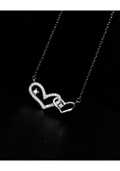 Brezza Lusso Jewelry  Diamond Serisi Minik Kalbim Tektaş Işıltılı Gümüş Kadın Kolye 45 CM 45 CM