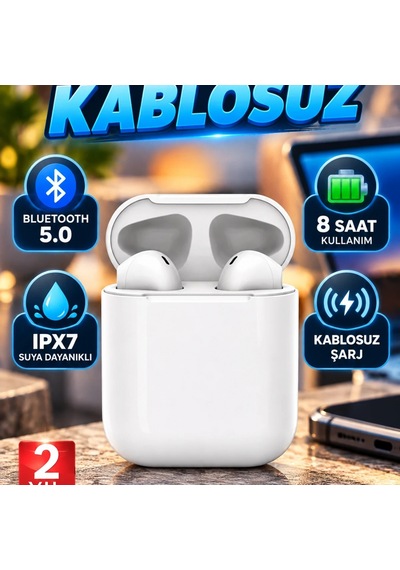 2. Nesil Bluetooth 5.0 Dokunmatik Kulaklık Ipx7, 8 Saat Kullanım, Kablosuz Şarj 00