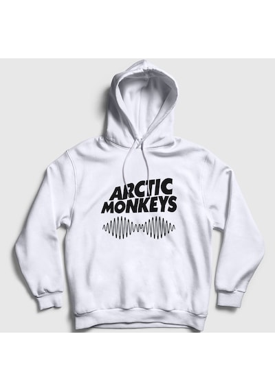 Presmono Unisex Cover Arctic Monkeys Kapüşonlu Sweatshirt Beyaz