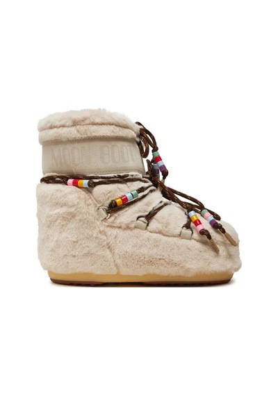 L002 Cream Bot Kar Kadın 80d1409470-l002 Moon Boot Icon Low Faux Fur Beads Cream Krem