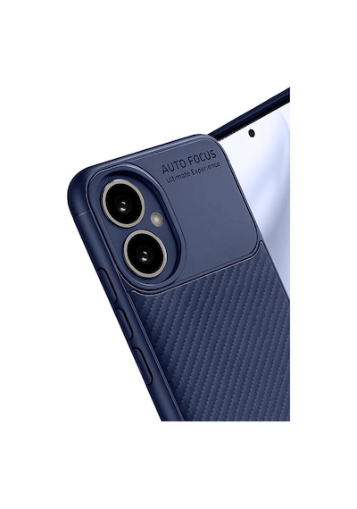 Honor 400 Uyumlu Kılıf Karbon Tasarım Kamera Korumalı Silikon Telefon Kılıfı Kapak Lacivert