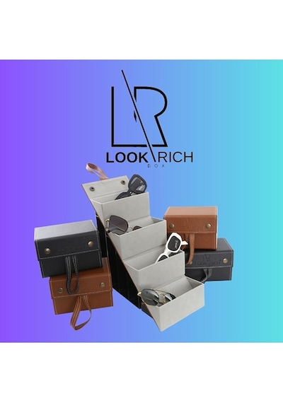 Look Rich El Yapımı Deri 4'lü Gözlük Taşıma Ve Saklama Çantası- Taba