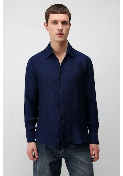 Antioch Crinkled Relax Fit Erkek Gömlek Lacivert