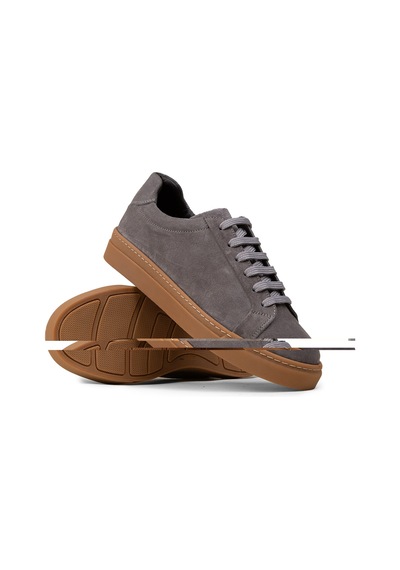 Deery Erkek Gri Hakiki Süet Sneaker Ayakkabı - 02018mgrıc03 Gri