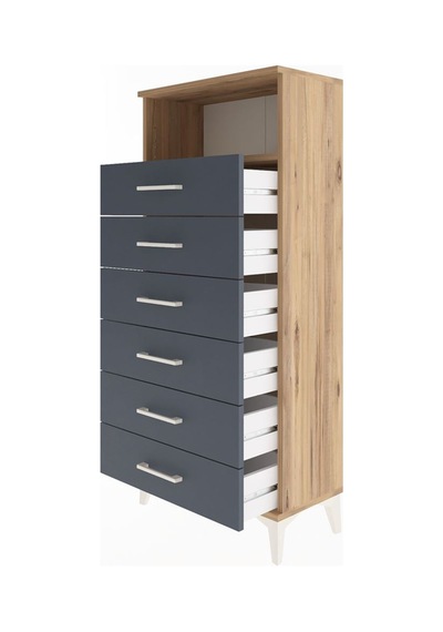 Arges Dolap Tek Raflı 6 Çekmeceli 60x30x134 Çam-antrasit Çam Arges Dolap Tek Raflı 6 Çekmeceli 60x30x134 Çam-antrasit Çam