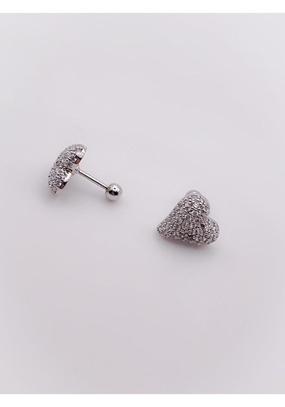 Lexroo Full Taş Kaplı Bombeli Kalp Figürlü Kıkırdak Helix Tragus Piercing 1adet Çok Renkli