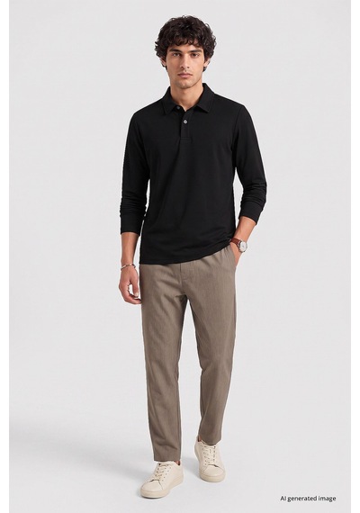 Tommy Life Siyah Rahat Form Basic Erkek Polo Yaka T-shirt - 88512