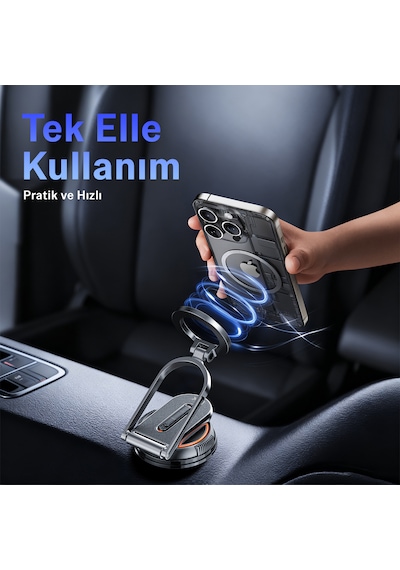 Bix Tch02 Vakumlu 360 Derece Ayarlanabilir Cam Torpido Ön Panel Uyumlu Manyetik Araç Telefon Tutucu 1 Adet