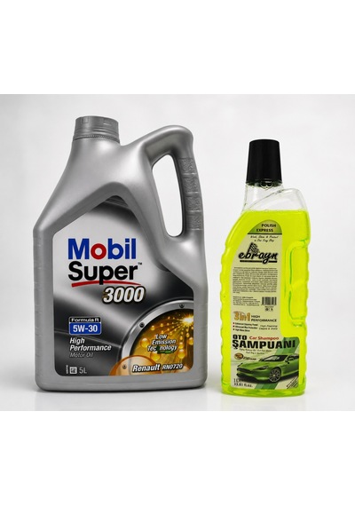 Mobil Süper 3000 Formula R 5w-30 Motor Yağı 5 L + Oto Şampuan 1000 ML