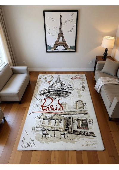 Dinarsu Halı Klasik Serisi %100 Akrilik Paris Desenli 125 X 200 Bej Rengi Bej