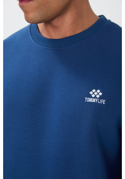 Tommy Life Parlament Pamuklu Kalın İçi Tüylü Yumuşak Dokulu Comfort Fit Nakışlı Erkek Eşofman Takım -85265 Mavi