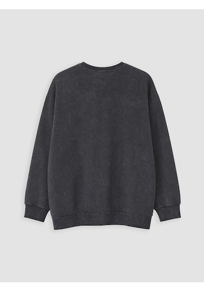 Lcw Comfort Mavi Bisiklet Yaka Taşlı Kadın Sweatshirt