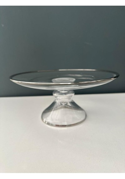 Decorıum Cam Ayaklı 21 Cm Servis Tabağı Dalıa Platin M06453-ab