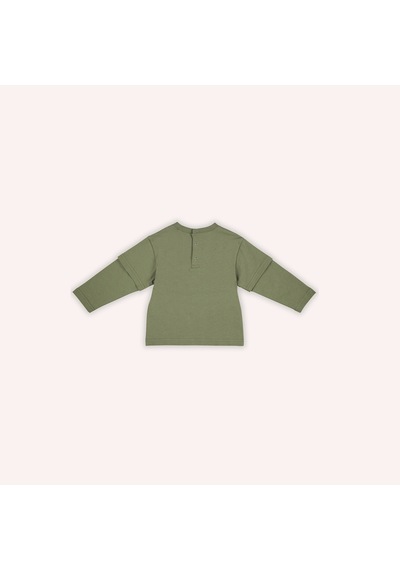 Panço Erkek Çocuk Baskılı Uzun Kollu T-shirt Haki