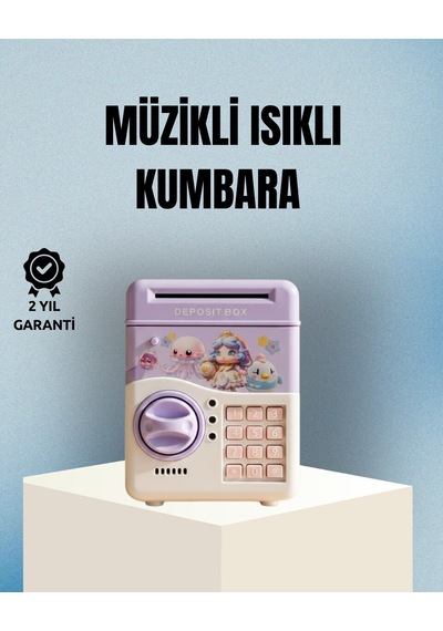 Işıklı Sesli Şifreli Otomatik Para Çeken Kumbara Mor Mh-hs8753-5964