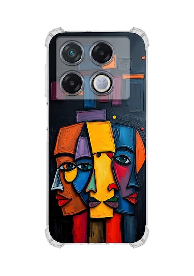 Printify Infinix Gt 20 Pro İle Uyumlu Şeffaf Silikon Kılıf Uv Baskılı Esnek Tpu Kapak Totem Face No2