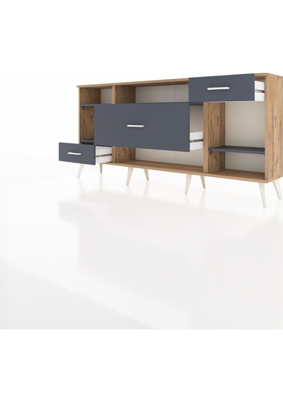 Arges Konsol 4 Raflı 3 Çekmeceli 176x30x83 Çam-antrasit/antrasit Antrasit/antrasit Arges Konsol 4 Raflı 3 Çekmeceli 176x30x83 Çam-antrasit/antrasit Antrasit/antrasit