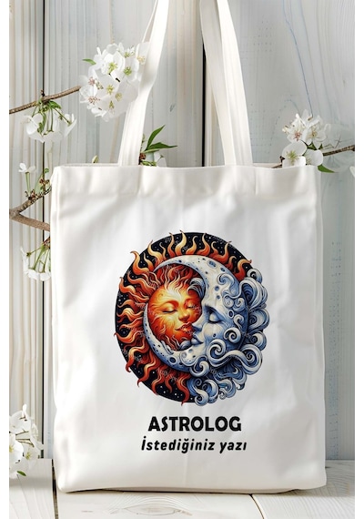 Art Hediye Astrolog Baskılı Bez Omuz Çantası Kişiye Özel Model 18 Çok Renkli
