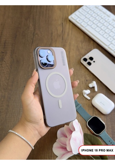 Apple iPhone 15 Pro Max Magsafe Uyumlu Mat Sert Klein Kılıf Gri