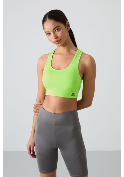 Tommy Life Neon Sarı Sırt Detaylı Dar Kalıp U Yaka Kadın Spor Büstiyer - 97120 Neon Sarı