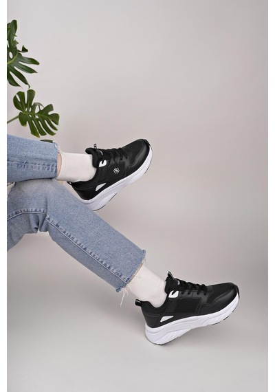 Nesilshoes Nesil Shoes Queen 2105 Siyah Beyaz Kadın Senakers Siyah&beyaz