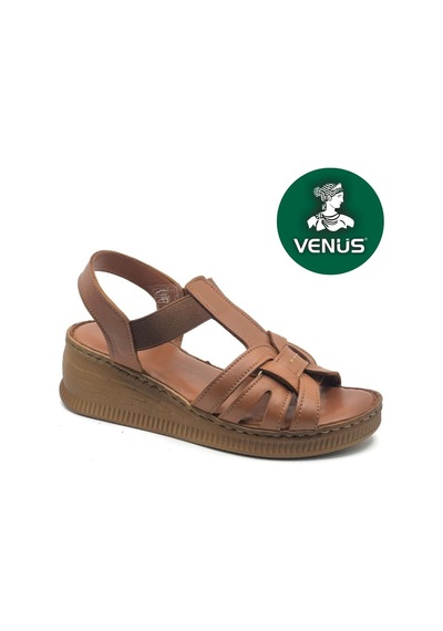 Venüs Tog Hakiki Deri Comfort Ortopedik Kadın Sandalet Taba