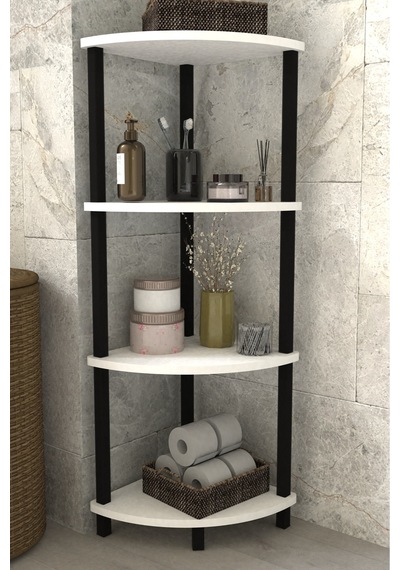 Decoline Banyo Rafı 4 Katlı Moblen Modern Organizer Depolama Ünitesi-beyaz Beyaz
