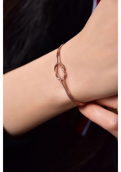 Papatya Silver 925 Ayar Gümüş Rose Kaplama Düğüm Bileklik