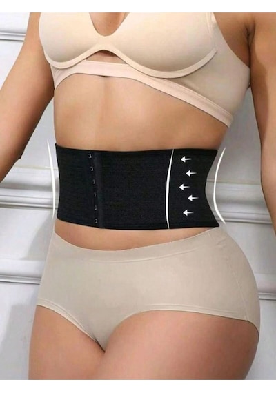 Mistirik Serone Kısa Model Beli Saran Karın Ve Göbek Toparlayıcı Esnek Korse Siyah Renk Siyah