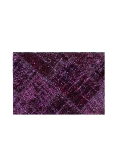 El Dokuması Patchwork Vintage Yün-pamuk Mor Halı 22347 120 X 180 Cm