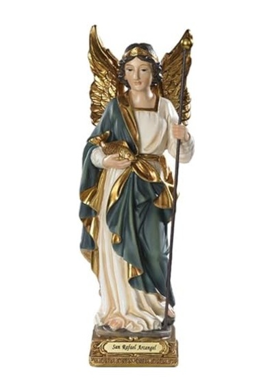 Archangel Saint Rafael Raphael Heykeli 8" Doktorların Koruyucu Azizi. El Boyaması. Milagros - Vg010 Diğer