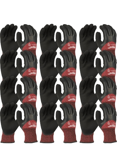 Milwaukee 3. Derece Kesik Korumalı Kışlık Nitril Eldiven - 9/ L - 12 Adet 4932471611